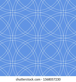 white circles on blue. thin repeating lines. fabric seamless design