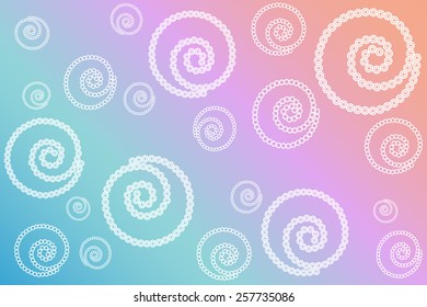White circles on colorful background