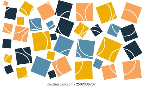White circles on colorful rectangles