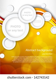 White circles on orange background