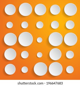 White circles on orange background - vector illustration