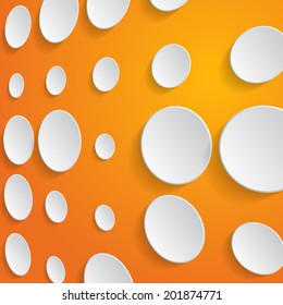 White circles on orange background - vector illustration