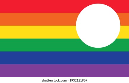 White circles on rainbow LGBTQ+ flag 