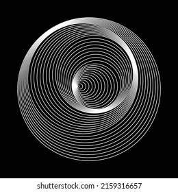 White circles with optical illusion as artistic background, logo or icon.