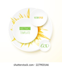 White circles with orange abstract shapes vector template for your designs, eco concept