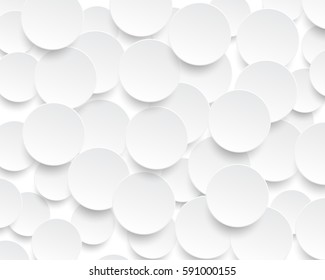 White Circles Paper Cut Style With Drop Shadows On White Background