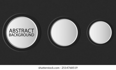 Círculos blancos en fila sobre fondo negro, Plantilla de diseño 3d Abstractas mínimo.