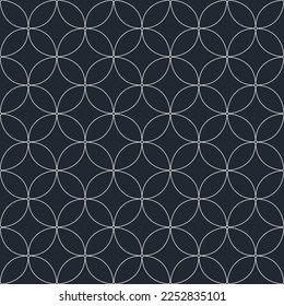 White circles seamless geometric pattern on a dark background. Vector Textures.