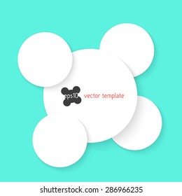 white circles with shadow isolated on green background. concept of cover badge, copy space, diagram, data menu, poster card. flat style trend modern logo design eps10 vector illustration