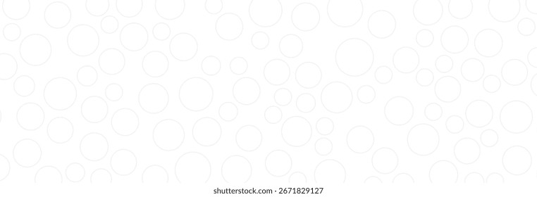 Círculos brancos de tamanhos variados se espalham elegantemente pela tela criando um padrão minimalista e visualmente claro, perfeito para fundos e designs sutis