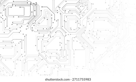 White Circuit Board Background with Modern Tech Chip Line Pattern, Ideal for Technology, Semiconductor, and Digital Themes. Vector Illustration.
