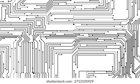 Fondo de Tablero de circuito blanco con patrón de línea de chip de tecnología moderna, ideal para Tecnología, semiconductores y temas digitales. Ilustración vectorial.
