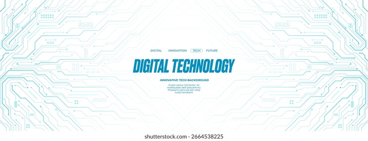 White circuit board background. Technology concept. Horizontal tech web banner design for presentation and banner. Network pattern. Cyber vector illustration