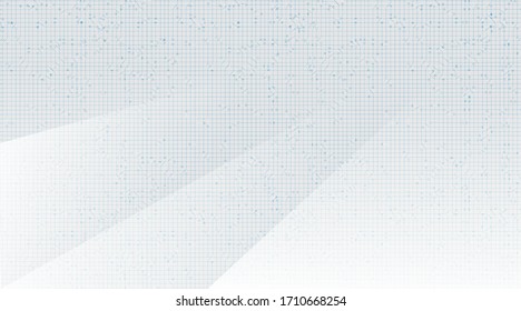 Tecnología de microchips en el circuito blanco sobre fondo azul suave, diseño digital de alta tecnología y concepto de comunicación,Espacio libre para texto puesto,Ilustración vectorial.
