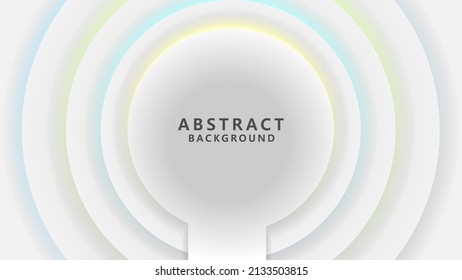 fondo abstracto circular blanco con luz de neón brillante