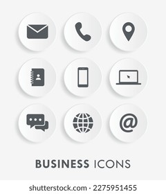White Circular Business Icon Set Vector Illustration