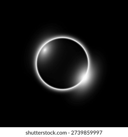 White Circular Light Ring Lens Flare with Soft Glow on Dark Background