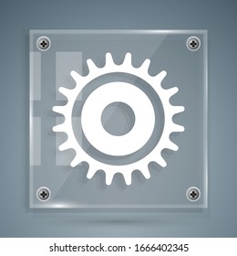 Icono de la hoja de sierra circular blanca aislado en fondo gris. Rueda vista. Paneles de vidrio cuadrado. Ilustración vectorial
