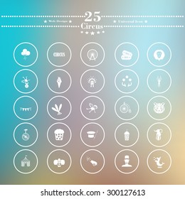 White Circus Icons flat is on blurred background