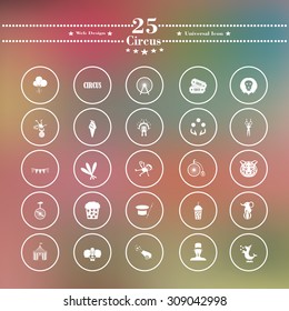 White Circus Icons flat is on blurred background