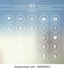 White Circus Icons flat is on blurred background