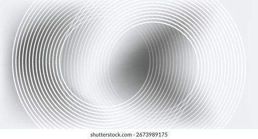 Líneas de círculo blanco sobre fondo gris. Círculo azul brillante moderno abstracto moderno