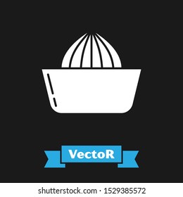 White Citrus fruit juicer icon isolated on black background.  Vector Illustration