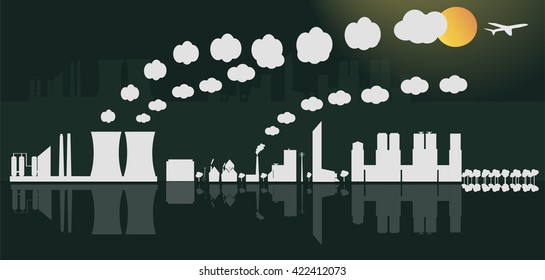 White City on a dark background. Vector Illustration