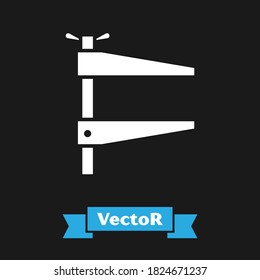 White Clamp tool icon isolated on black background. Locksmith tool.  Vector Illustration