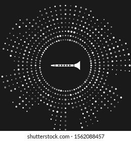 White Clarinet icon isolated on grey background. Musical instrument. Abstract circle random dots. Vector Illustration