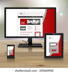 White classic application template design for corporate identity with red and gray lines. Stationery set