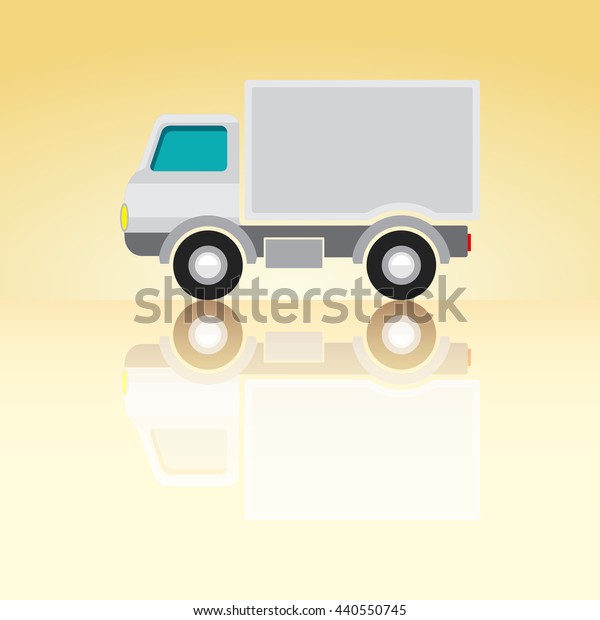 White\
Classic Cargo Truck Icon on Summer\
Background