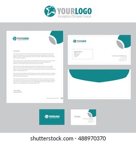 White classic corporate stationery template design with  elements