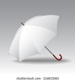 White classic elegant open umbrella. Vector blank template.