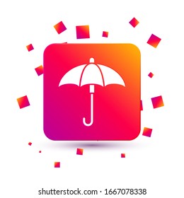 Clásico Blanco elegante abrir un icono de paraguas aislado en fondo blanco. Símbolo de protección contra la lluvia. Botón Color cuadrado. Ilustración vectorial