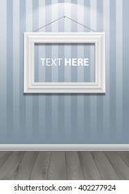 White classic frame on the wall. Vector Illustration