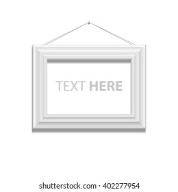 White classic frame on the wall. Vector Illustration