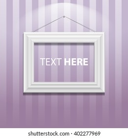 White classic frame on the wall. Vector Illustration