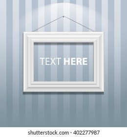 White classic frame on the wall. Vector Illustration
