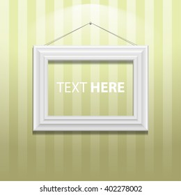 White classic frame on the wall. Vector Illustration