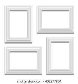 White classic frame set on the wall. Vector Illustration