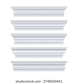 White Classic Gypsum Cornice Vector Illustration