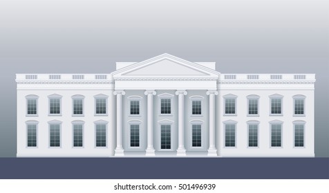 White classic house like the agency or court. Vector graphics