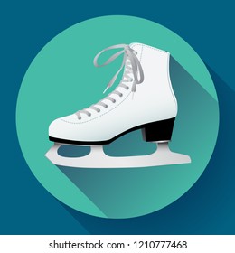 white classic ice figure skates icon vector. Sport equipment. Side view.