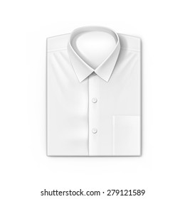 White classic men shirt isolated vector illustration