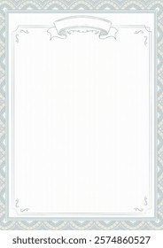 The white classic retro certificate of achievement paper template with green border