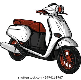 white classic scooter on white background