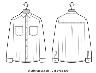 White classic shirt on hanger, vector illustration