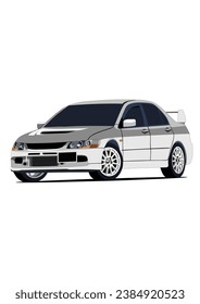 White Classic Sport Car Evolution Vector Art