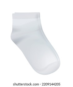 White classic sport socks. low cut length. Unisex Mockup. Empty template for product design and branding. For women, men and children. Vector realistic illustration. 